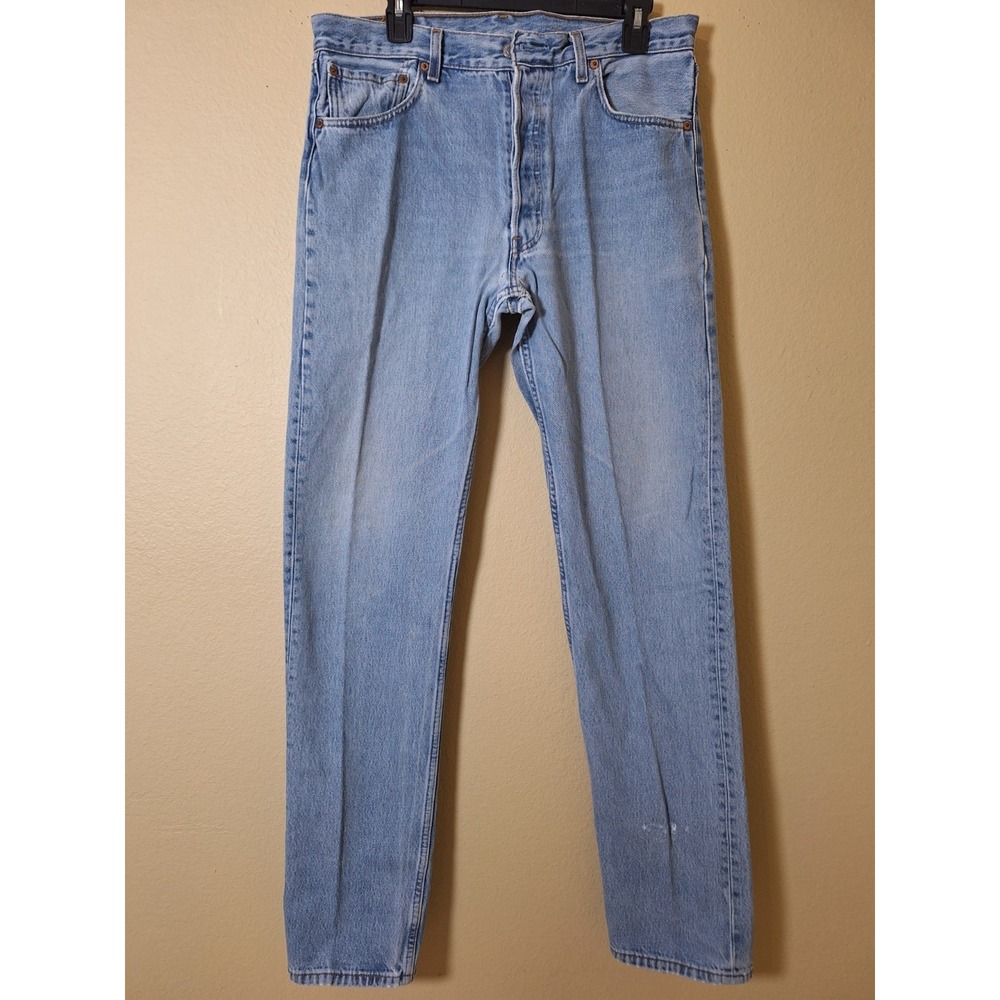 Levis 501 Button Fly Jeans Mens 34 x 36 Straight  Moto Biker Rider Scrambler‎